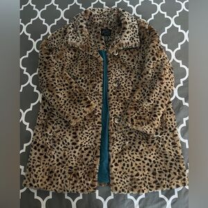 Lucky Brand Leopard Print Faux Fur Jacket